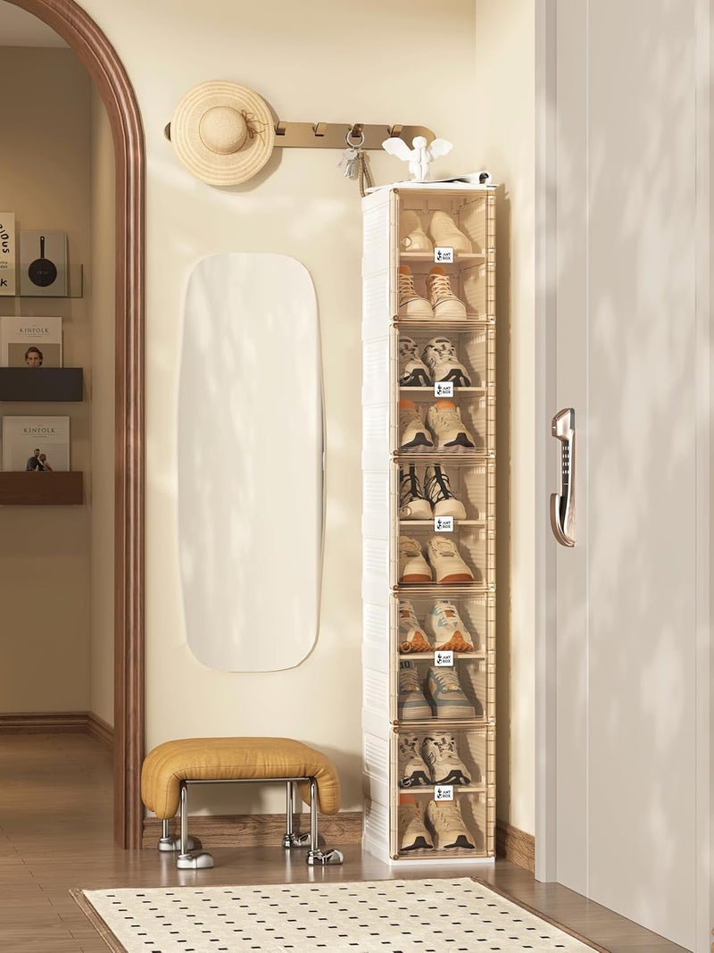 ANTBOX Shoe Organizer Storage Box, Portable Folding Shoe Rack For Closet With Magnetic Clear Door,Large Sneaker Cabinet Bins Sturdy Easy Assembly 10 Layers-10 Grids - Image 5